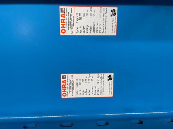 Kragarmregal, OHRA, zweiseitig, 7,40m hoch, Armlänge 1,25m, 1,20 Tonnen pro Arm, 14.641kg pro Rahmen, – gebraucht - : – Bild 6