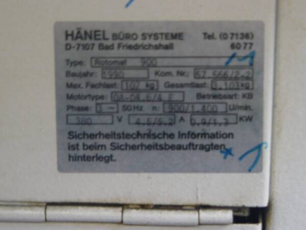 4 Stück Lagerpaternoster, Hänel, Höhe ca. 3,50m, Traglast 107kg / Gondel – gebraucht -: – Bild 7