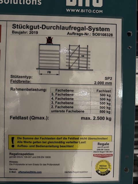 46 Felder Durchlaufregale für Kartons und Kisten, Bereitstellregal, Bito – gebraucht - : lagertechnik 46 Felder Durchlaufregale für Kartons und Kisten, Bereitstellregal, Bito – gebraucht - : – Bild 7