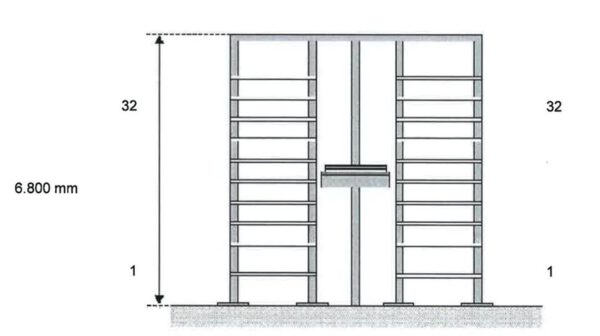 autom. Blechlager, STOPA, 3 to / Kassette, bis 733 Paletten, für Bleche im Mittelformat 1,50m x 3m – gebraucht - : lagertechnik