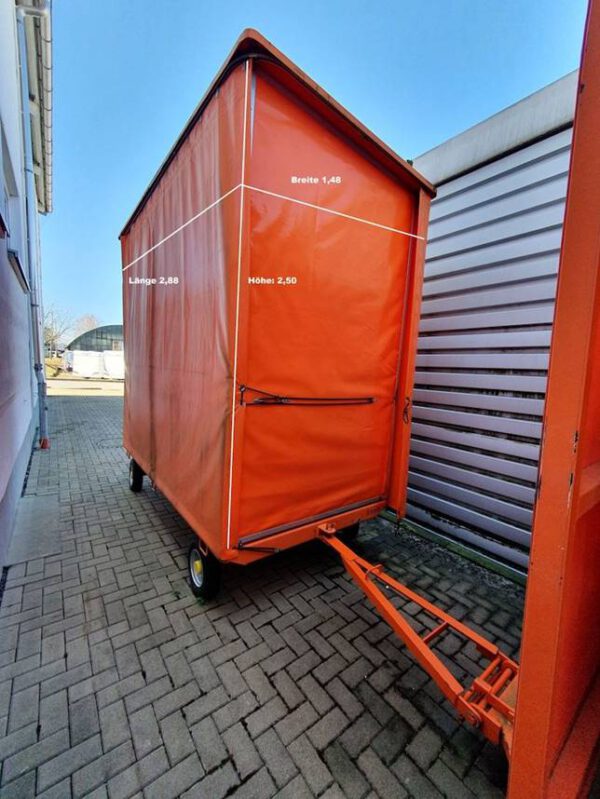 3 Stück 2 To Industrieanhänger / Schwerlasttransportanhänger für innerbetrieblichen Transport mit Planenaufbau– gebraucht - : – Bild 7