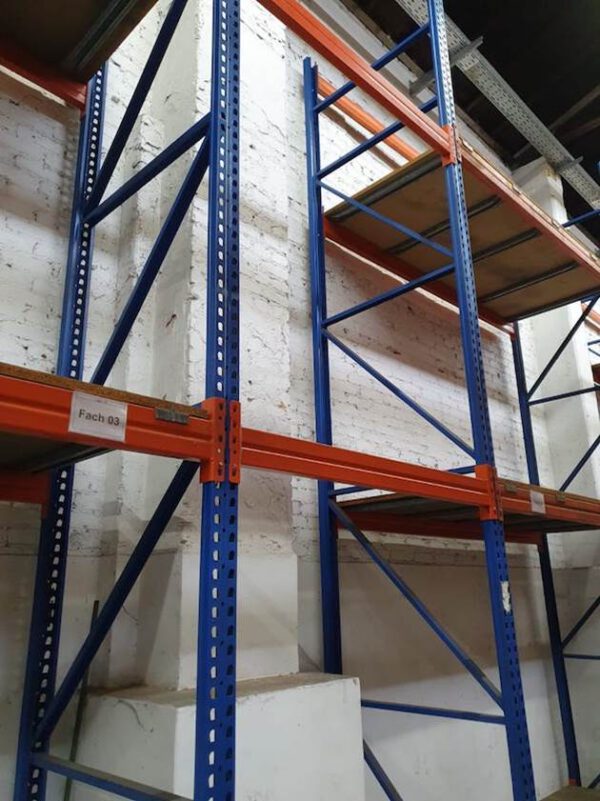 Palettenregal mit Tiefenauflagerahmen (ideal auch für Gitterboxenlagerung), max. 945 Stellplätze, Rahmenhöhe 5m, Traversenlänge 2,70m, 500kg / Palettenstellplatz – gebraucht - : – Bild 8