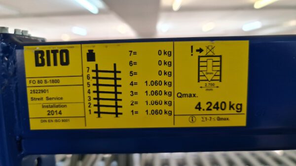 21 Felder Stückgut – Durchlaufregalanlage / Bereitstellregale für Kästen und Kartonagen – gebraucht – : lagertechnik