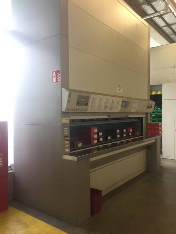 2 Stück Lagerpaternoster, Kardex (Bellheimer), 4,15m hoch, 180 bzw. 650kg pro Gondel – gebraucht -: