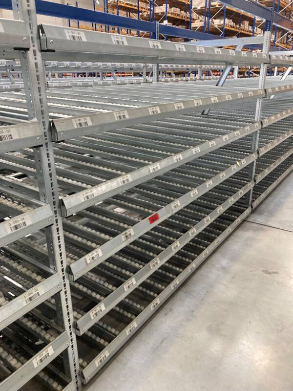 42 Felder Stückgut – Durchlaufregalanlage / Bereitstellregale für Kästen und Kartonagen – gebraucht – : – Bild 9