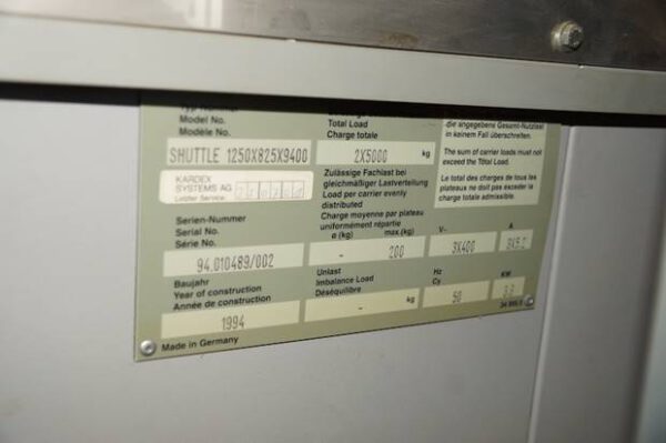 3 x Liftsysteme, Kardex, Höhe 9,40m (kürzbar), ca. 200kg / Tablar, Maße pro Tablar: 0,82 x 1,25m – gebraucht -: – Bild 8