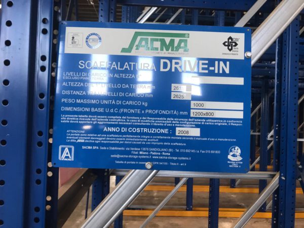 Schwerlast - Einfahrregal für Europaletten bis 1 To., bis zu 15.000 Palettenplätze verfügbar, 10m Rahmenhöhe – gebraucht -: lagertechnik