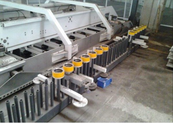 CNC Blech Hochregallager, FMG,  zur vollautomatischen Bestückung von 2 Laser Maschinen - gebraucht - : lagertechnik
