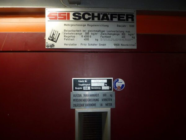 Fachbodenregalanlage, SSI Schäfer R4000, 400kg Fachlast mit verbautem Durchlaufregal / Bereitstellregal und Aufzug!! – gebraucht - : lagertechnik