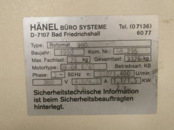 2 Stück Lagerpaternoster, Hänel, ca. 3,80m hoch, 225 bzw. 250kg pro Gondel – gebraucht -: – Bild 9