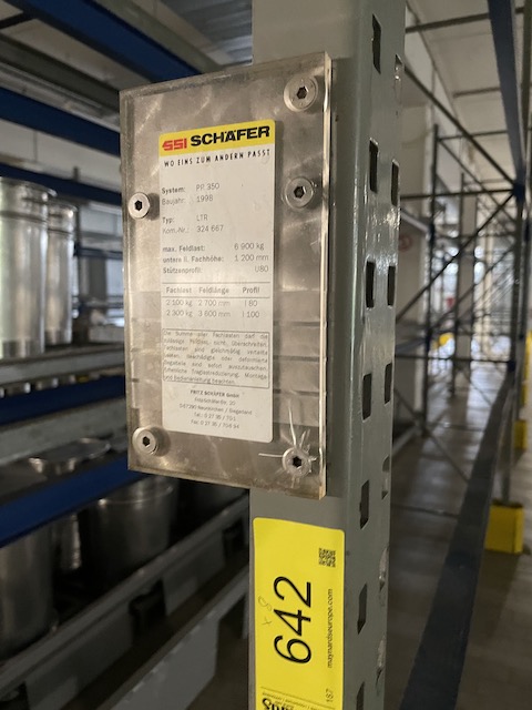 Palettenregal, SSI Schäfer PR350. ca. 3,65m hoch, 700kg / Palette, max. 552 Stellplätze – gebraucht – : lagertechnik