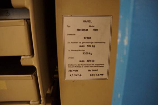 9 Stück Lagerpaternoster, Hänel und Kardex, Höhe zwischen ca. 2,42m und ca. 2,92m, Traglast 80 bis 140kg / Gondel – gebraucht -: – Bild 10