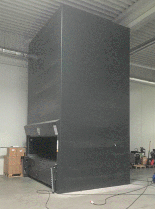 Lagerlift, Megamat, mind. 276kg/Tablar, ca. 6m hoch, Tablar ca. 3,20 x 0,81m – gebraucht - : lagertechnik