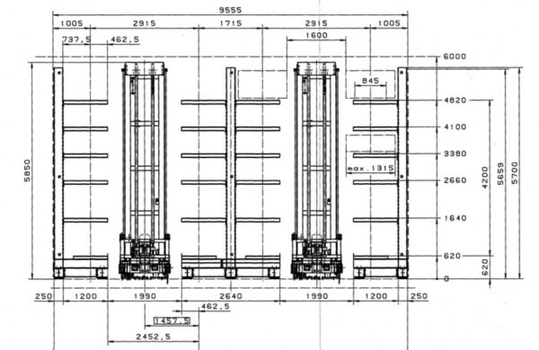 2 gassiges automatisches Kragarmregal – Langgutlager – gebraucht - : lagertechnik