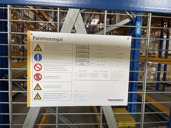 Palettenregal, Jungheinrich, ca. 5,80m hoch, 635kg / Palette, max. 8.250 Stellplätze – gebraucht – : lagertechnik