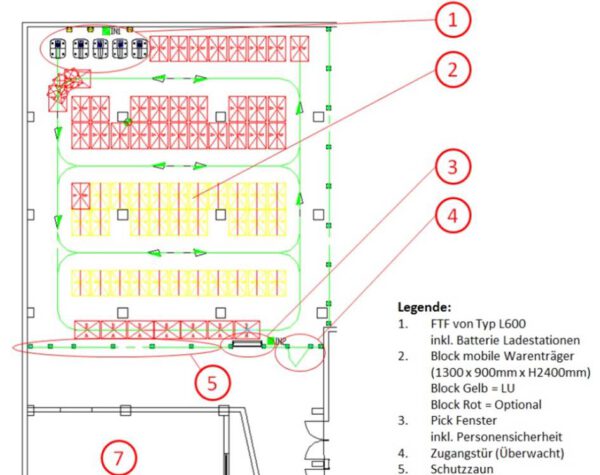 Automatisches Teiletransportsystem mit „selbstfahrenden / autonomen Fachbodenregalen“, 30 Regale, 5 Fahrzeuge, erweiterbar – gebraucht – : - : lagertechnik