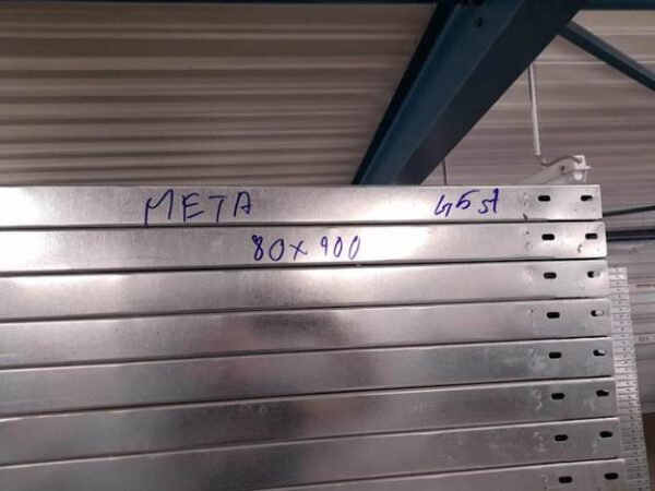100 Felder Meta Fachbodenregale, 2,50m Höhe, Fachböden 0,80m x 1m – gebraucht - : – Bild 2