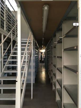 2-Stöckigen Meta Fachbodenanlage ca. 14 x 12m, ca. 297 Felder, Böden 1 x 0,4m – gebraucht - : lagertechnik