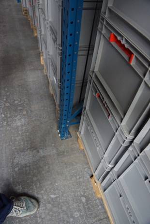Posten Palettenregale, 600kg bis 1 to / Palette, Rahmenhöhe ca. 4 – 4,50m, 2,70m und 3,60m Traversenlänge, max. 1.350 Stellplätze – gebraucht – lagertechnik