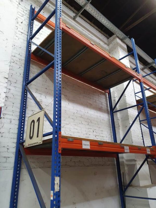 Palettenregal mit Tiefenauflagerahmen (ideal auch für Gitterboxenlagerung), max. 945 Stellplätze, Rahmenhöhe 5m, Traversenlänge 2,70m, 500kg / Palettenstellplatz – gebraucht - : – Bild 14
