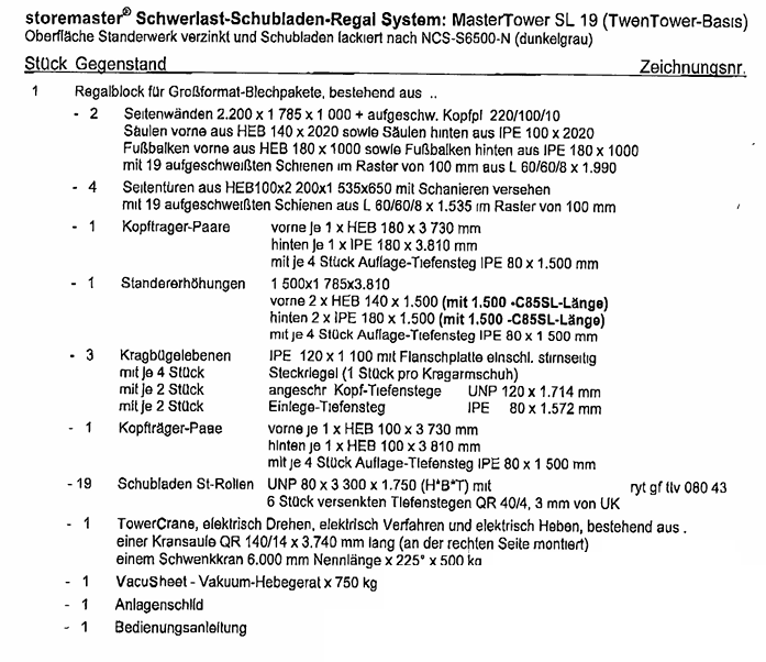 Storemaster Regal, Master Tower SL 19, Auszug doppelseitig mit Kran 6m – gebraucht - : lagertechnik Storemaster Regal, Master Tower SL 19, Auszug doppelseitig mit Kran 6m – gebraucht - : – Bild 13