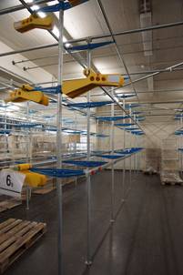 1,5 KM lfd Meter Hängefläche, statisches Lager / Hängelager / Textillager,  flexibles Textilhängesystem, Meiko,  – gebraucht - : lagertechnik