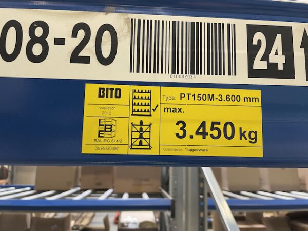Palettenregal, Bito, ca. 3.168 Stellplätze, 800 – 862 kg / Palette, ca. 7,70m hoch – gebraucht – : lagertechnik
