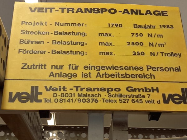 Trolley-Textilhängesystem, Veit – gebraucht – : lagertechnik