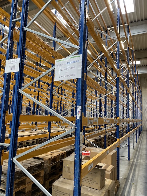 Palettenregal, Jungheinrich , ca. 6,50m hoch, 600kg / Palette,  ca. 2.160 Stellplätze – gebraucht – : lagertechnik