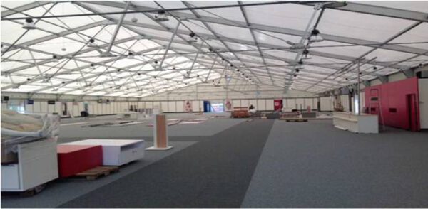 Hochwertige Lorsberger Alu-Leichtbau / Lagerhalle mit viel Ausstattung, 2.100m2 , Schneelast 1,00 kN/m² (75 kg), inkl. 2 x Bürocontainer, 2 x Sanitärcontainer, Fäkalientank, Heizung. etc. - gebraucht - :  – Bild 15