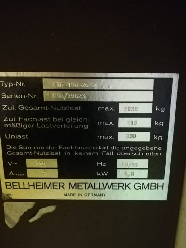 noch 3 von 4 Stück Lagerpaternoster, Kardex (Bellheimer), 4,51m hoch, 115 - 140kg pro Gondel – gebraucht -: – Bild 16