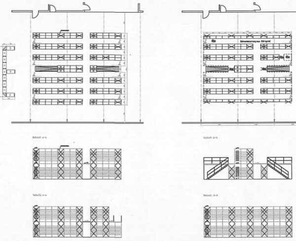 2-Stöckigen Meta Fachbodenanlage ca. 14 x 12m, ca. 297 Felder, Böden 1 x 0,4m – gebraucht - : lagertechnik