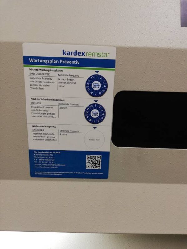 noch 3 von 4 Stück Lagerpaternoster, Kardex (Bellheimer), 4,51m hoch, 115 - 140kg pro Gondel – gebraucht -: – Bild 17