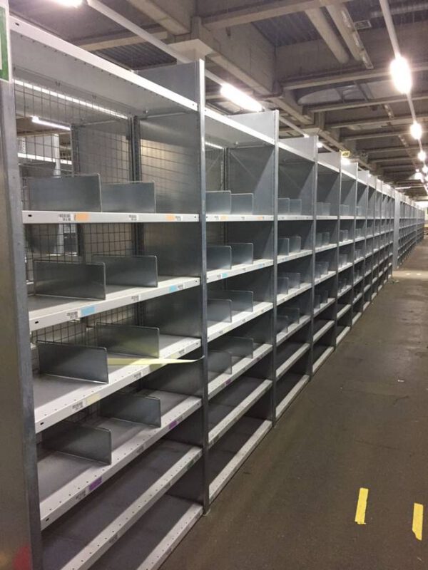 Fachbodenregale, Meta Clip, 1,30m x 0,60m, 2,20 und 2,50m Höhe, ca. 2.500 Felder – gebraucht - : – Bild 4