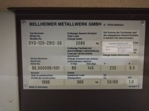 noch 3 von 4 Stück Lagerpaternoster, Kardex (Bellheimer), 4,51m hoch, 115 - 140kg pro Gondel – gebraucht -: – Bild 20