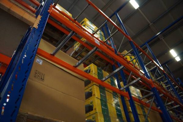 Palettenregal mit Quereinlagerung, SLP, bis zu 4.300 Stellplätze, 1.000kg / Palette, 7,50m hoch, mit Tiefenstegen– gebraucht - : – Bild 25