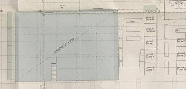 Massive Stahlbau – Lagerbühne (Galerie, Lagerebene), 500kg/m2, ca. 300m2 – gebraucht - : lagertechnik