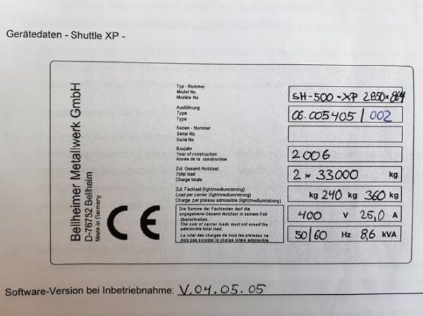 4 Stück Lagerlift, Shuttle, Kardex, ca. 10,90m hoch (kürzbar), Tablargröße: ca. 2850x864mm, 240kg / Tablar, mit vielen Tablaren – gebraucht -: lagertechnik