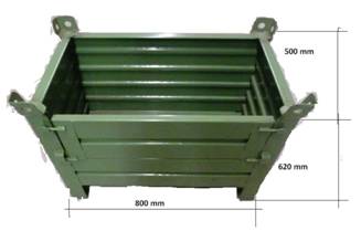 Metallbehälter, Lagerbox, Lagerbehälter 800x620x500mm, gebraucht - : lagertechnik