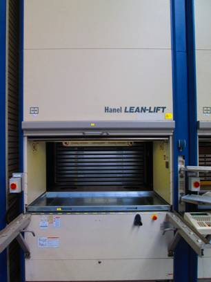 Liftsystem, Hänel, ca. 9,80m hoch, 250kg / Tablar, ca. 70 Tablare – gebraucht -: lagertechnik