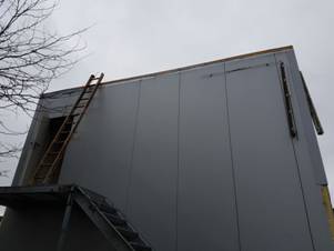 8er Containeranlage bzw. Büroconatiner, 2 stöckig, mit Paneelen (bzw. schöner Fassade), ca. 6m x 10m - gebraucht : lagertechnik