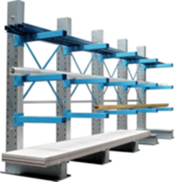 Ein- und zweiseitiges Kragarmregal, mit steckbaren Armen per Bolzen, Rahmenhöhe 6m, Armlänge 1,20m, 800kg / Arm, 30 Rahmen und 160 Arme – gebraucht - : – Bild 22