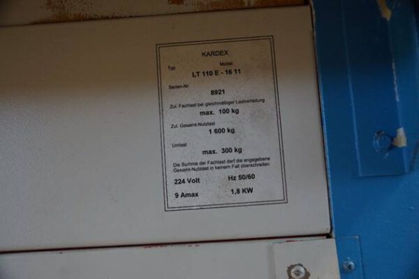 9 Stück Lagerpaternoster, Hänel und Kardex, Höhe zwischen ca. 2,42m und ca. 2,92m, Traglast 80 bis 140kg / Gondel – gebraucht -: – Bild 32