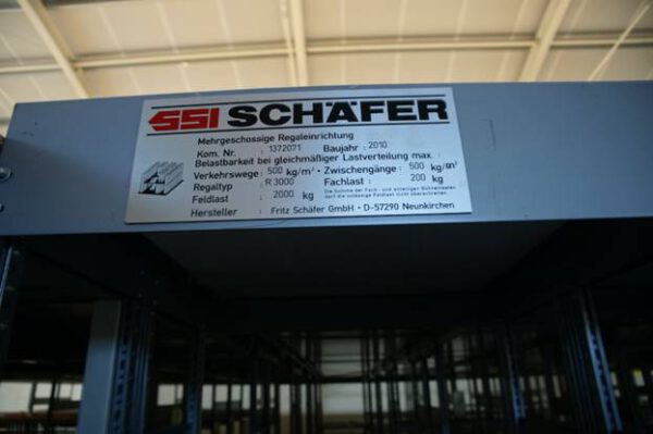 Fachbodenregalanlage mit Freifläche im OG, SSI Schäfer, R3000, Grundfläche ca. 167m2 – gebraucht - : lagertechnik