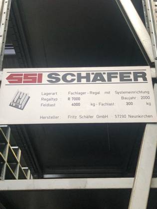 Fachbodenregale, SSI Schäfer R7000, Rahmenhöhe ca. 5,13m, Tiefe 0,60m, max. 134 Felder – gebraucht – lagertechnik