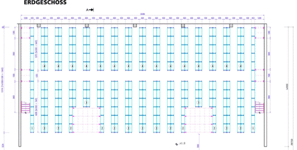 3 geschossige Fachbodenregalanlage, Meta, ca. 400m2 Grundfläche, 330kg Traglast pro Boden, ca. 986 Felder – gebraucht - : lagertechnik