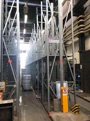 Fachbodenregale, SSI Schäfer R7000, Rahmenhöhe ca. 5,13m, Tiefe 0,60m, max. 134 Felder – gebraucht – lagertechnik