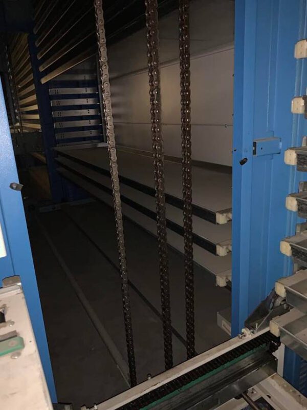 7 Stück Lagerlift, Kardex, ca. 6,30m bzw 1x 6,90m hoch (kürzbar), 2 Tablargrößen, 215/230kg pro Tablar, 1 Gerät 150kg – gebraucht -: – Bild 38