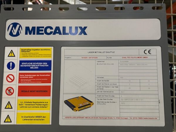 Radio-Shuttle Palettenregal für Europaletten etc. ähnlich  Einfahrregal, Mecalux, 800kg / Palette, max. 5776 Palettenstellplätze – Bild 4