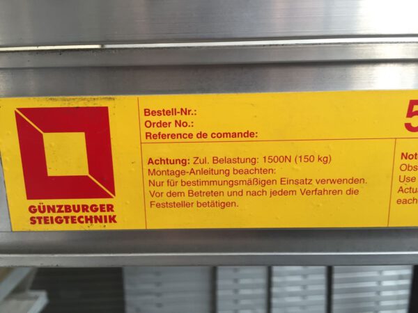 Plattformleiter Podestleiter Leiter, fahrbar, Günzburger Steigtechnik, Alu - gebraucht -: – Bild 2
